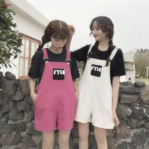 红蜻蜓 背带裤子女2021新款夏季初中学生韩版宽松闺蜜装休闲吊带阔腿