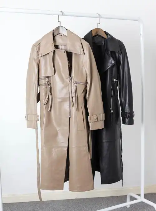 春装新款长款过膝真皮皮风衣女士冬装修身大衣高端绵羊皮衣女外套