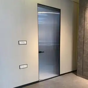 极简无边框玻璃隐形门卫生间隔断平开卫浴门钛镁合金厨房推拉门