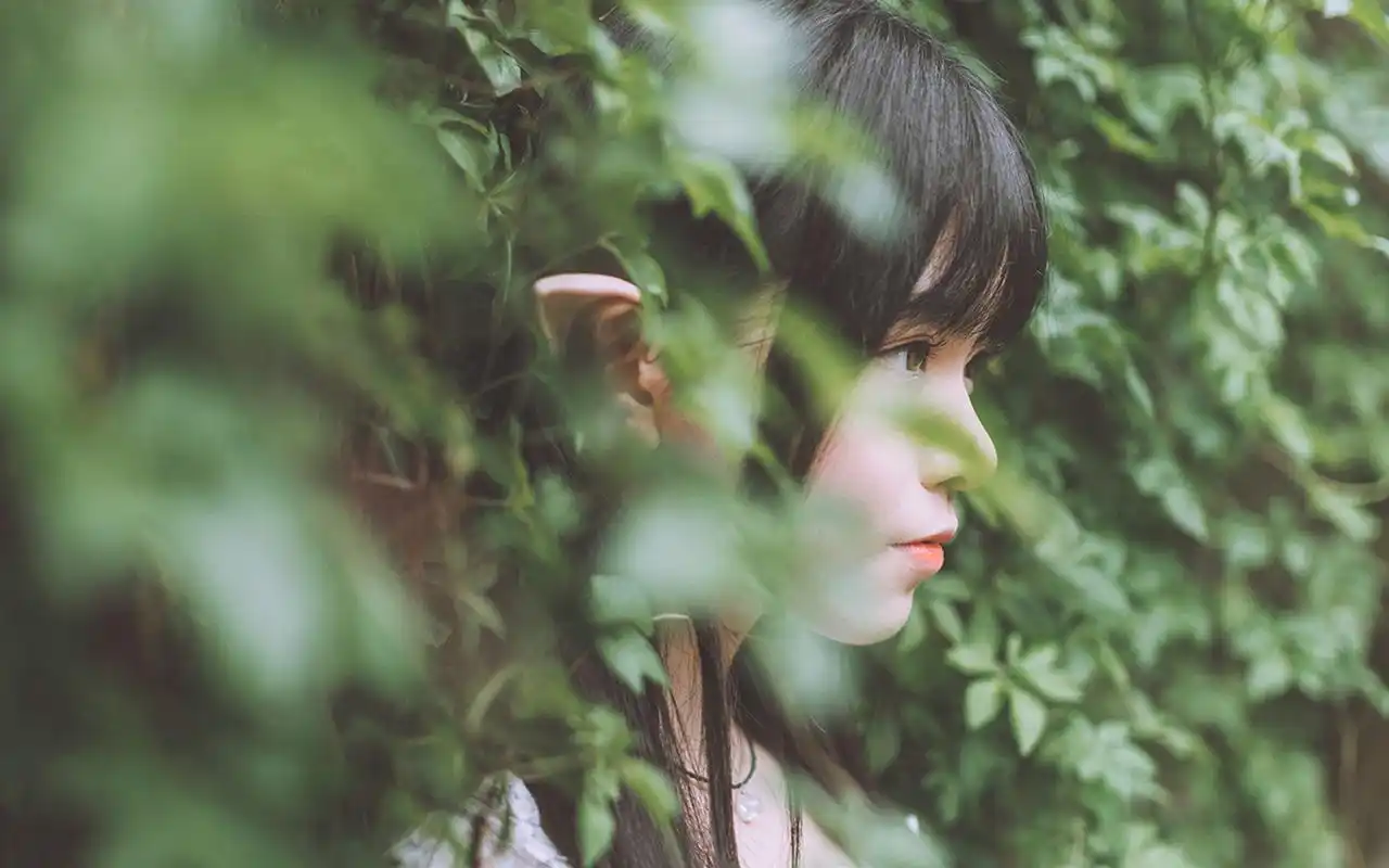 森林精灵唯美白纱裙户外写真图片桌面壁纸