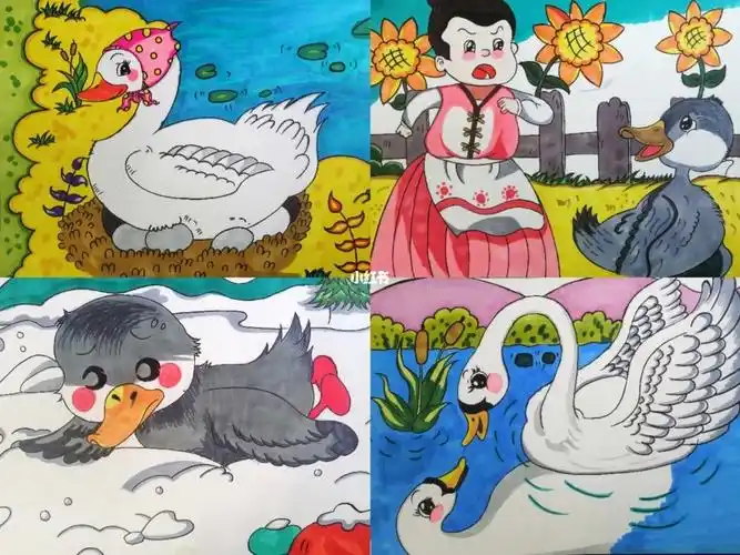 连环画丑小鸭儿童简笔画