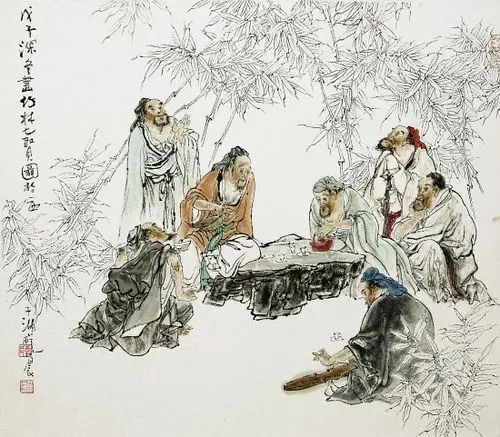 韩以晨 竹林七贤图