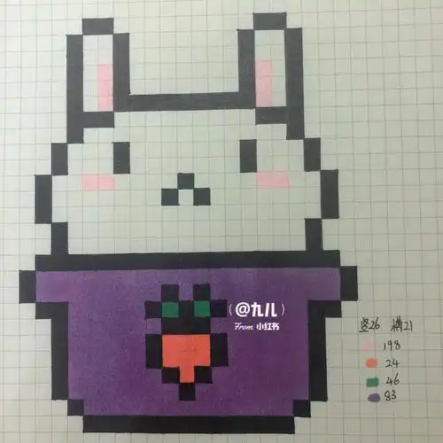 像素画网格画盆栽兔兔