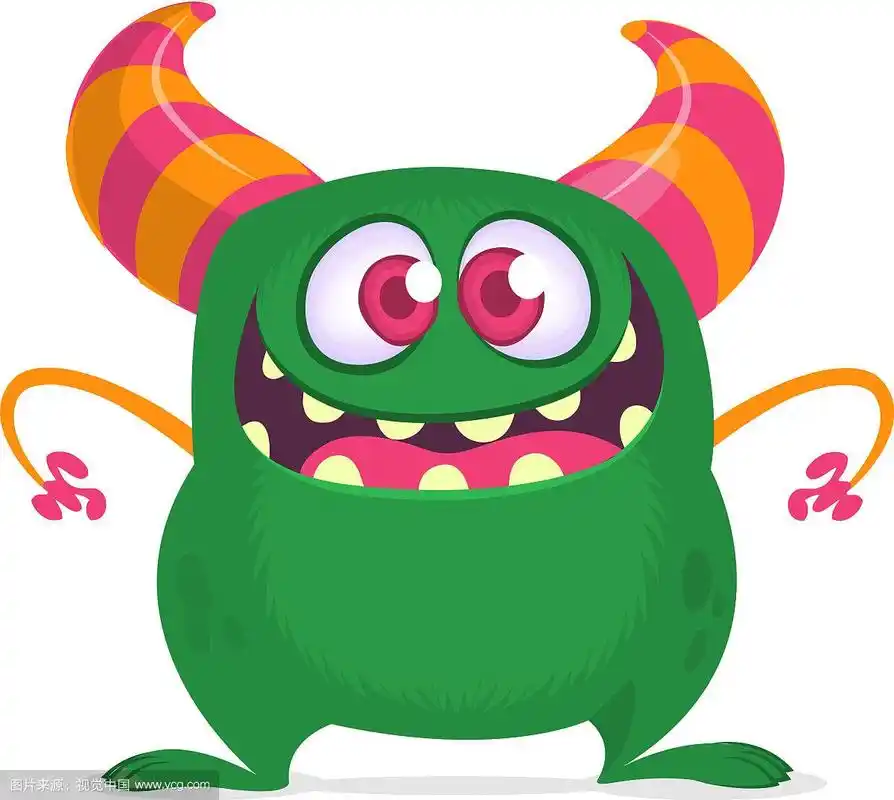 快乐的卡通怪物大嘴巴满是牙齿