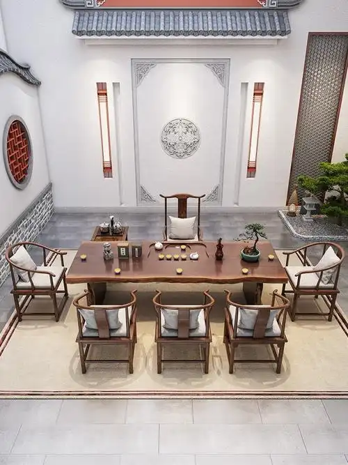 高档茶台实木茶桌椅套装一体新中式禅意功夫茶几办公室原木大板泡