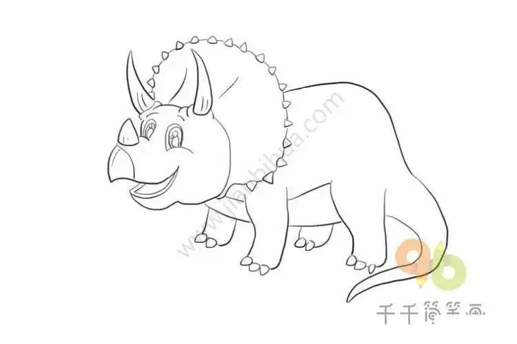 我霸王龙简笔画和三角龙简笔画