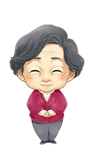 卡通老年人做轮椅