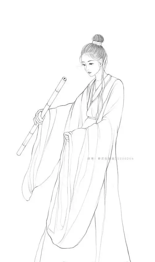 高能多图!古风汉服人物手绘线稿