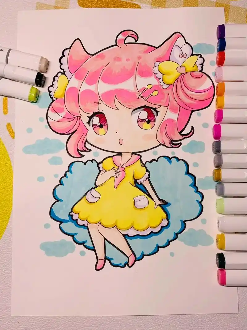 q版动漫分享可爱女生.#少儿美术教育 #图文伙伴计划 #手绘 - 抖音