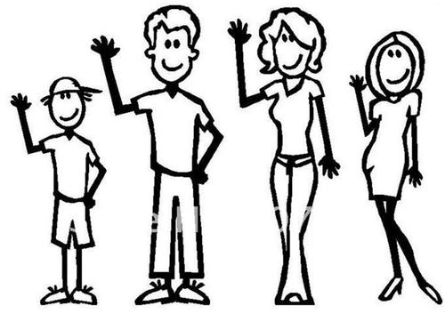 定制车贴车标设计 汽车搞笑个性反光贴纸 幸福一家人四口之家组图