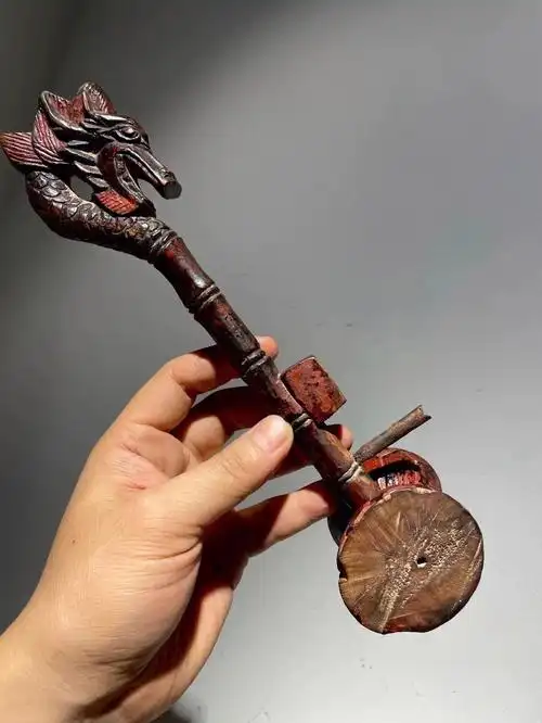 清代 木雕大漆 道教法器 高级别 龙头行炉