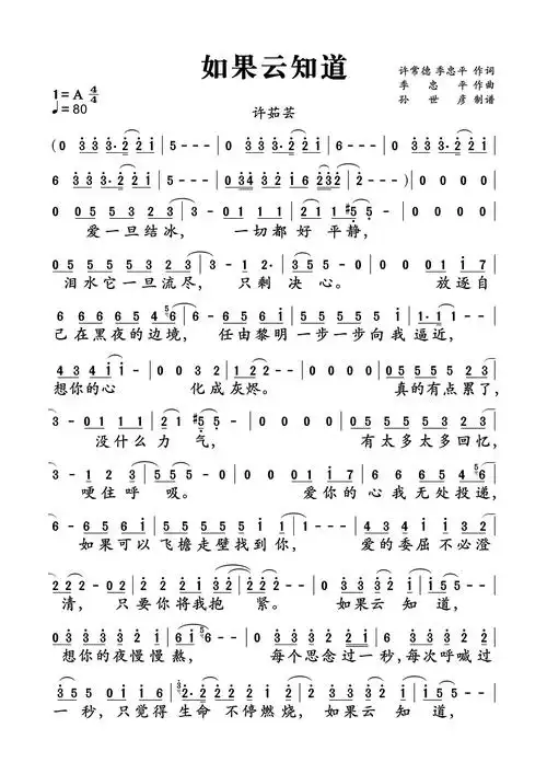 如果云知道简谱 许茹芸经典爱情歌曲,芸氏情歌最动人.-钢琴谱网