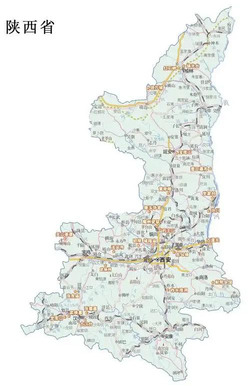 陕西重点旅游景区分布图_重要景区地图库_地图窝