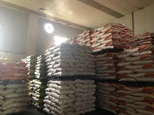 瑞丰米业仓库里堆放的大米  图/许幼飞