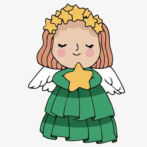 黄色星星手绘天使免抠素材