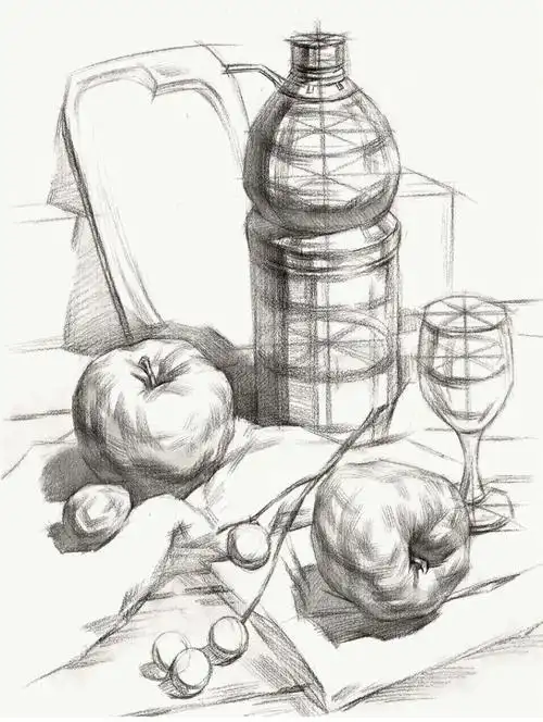 素描静物组合结构素描范例