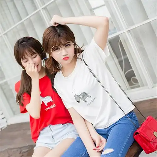2017春夏韩版新品闺蜜装学生短袖t恤女