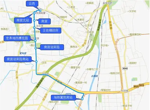 世界地热博览园 6.南宫迎宾路 7.南宫迎宾路南站 8.地铁篱笆房站