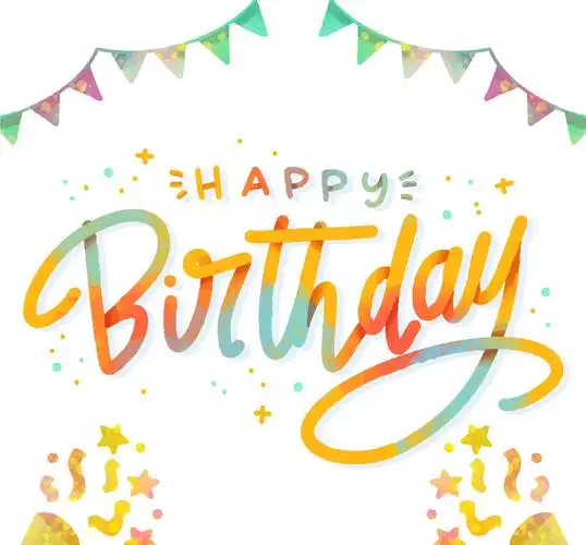 拼色生日快乐艺术字矢量素材