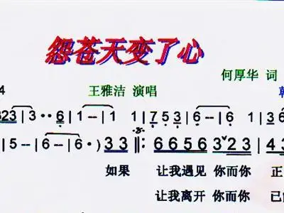 怨苍天变了心 彩谱 王雅洁 歌谱 简谱