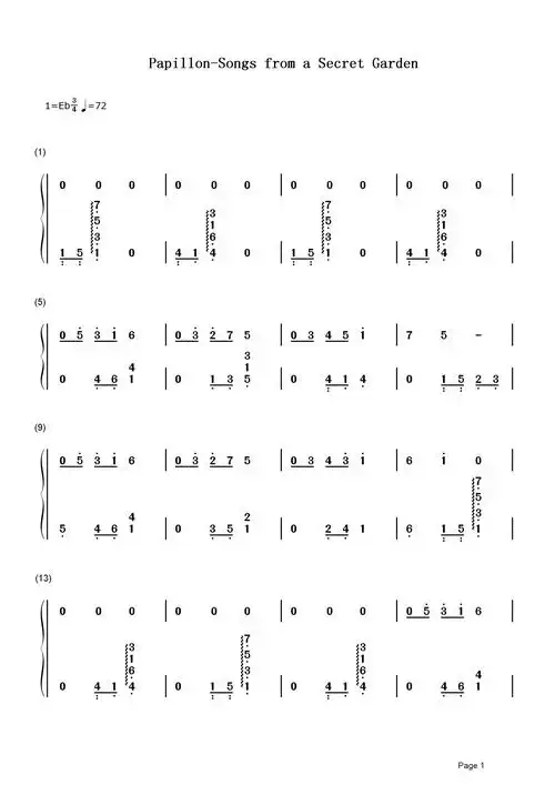 神秘园之歌简谱 淡的忧伤,在心头弥漫1