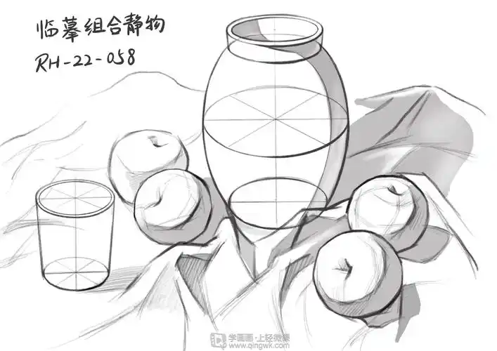 临摹组合静物组合素描速写静物提高训练