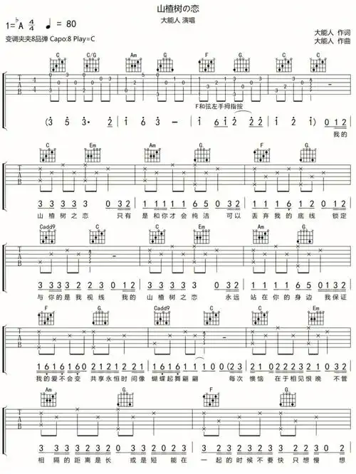 山楂树之恋吉他谱