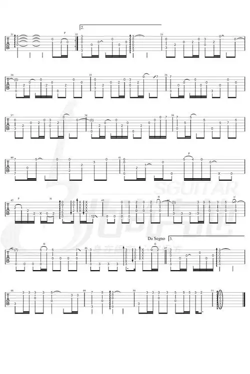 海阔天空指弹谱_beyond_吉他独奏谱_指弹演示视频2