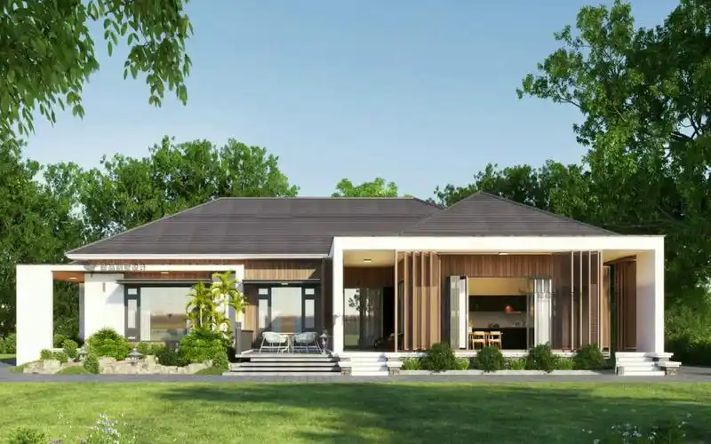 l型户型,现代风格一层别墅,异型别墅设计