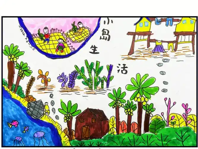 创意画海洋奇缘之小岛生活