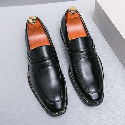 百搭男生皮鞋英伦潮流一脚蹬懒人韩版小皮鞋影楼拍照婚鞋48大码鞋