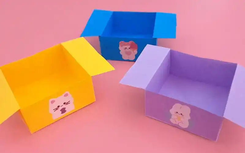 教你折简易桌面纸盒子,装点小东西很实用,手工diy折纸教学-李悦悦悦
