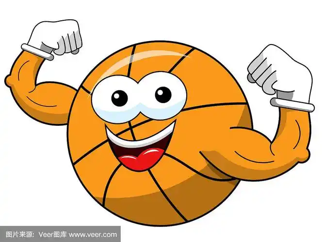 篮球卡通人物显示二头肌孤立