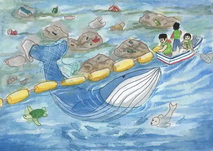 世界海洋日保护海洋主题绘画 - 智慧妈咪网