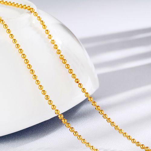项链zsk珠宝黄金女小金珠圆珠足金锁骨链细款颈饰