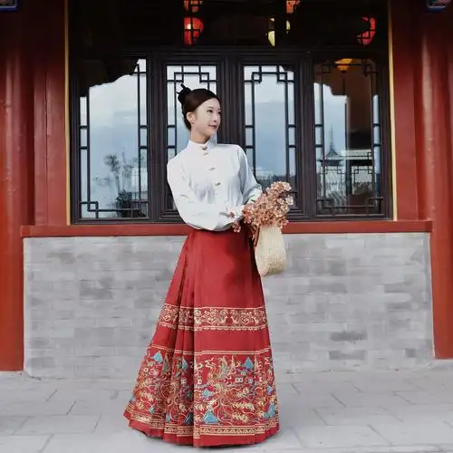 新中式一鸣凤凰国风明制汉服女马面裙红色马面裙套装幕琬原创