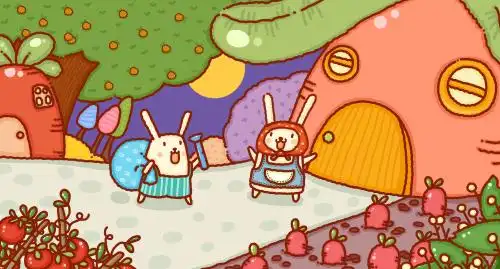 在外婆家门口的小兔子