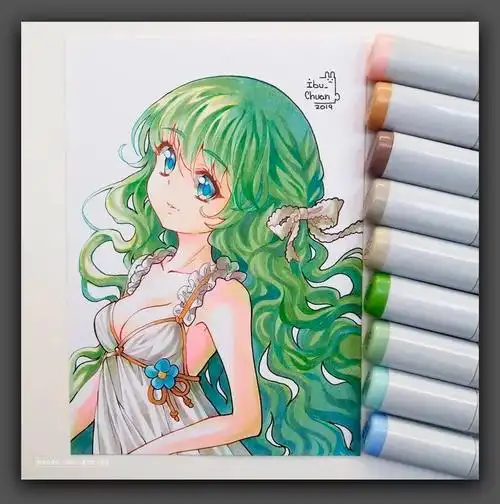 马克笔下的动漫美少女绘画作品欣赏