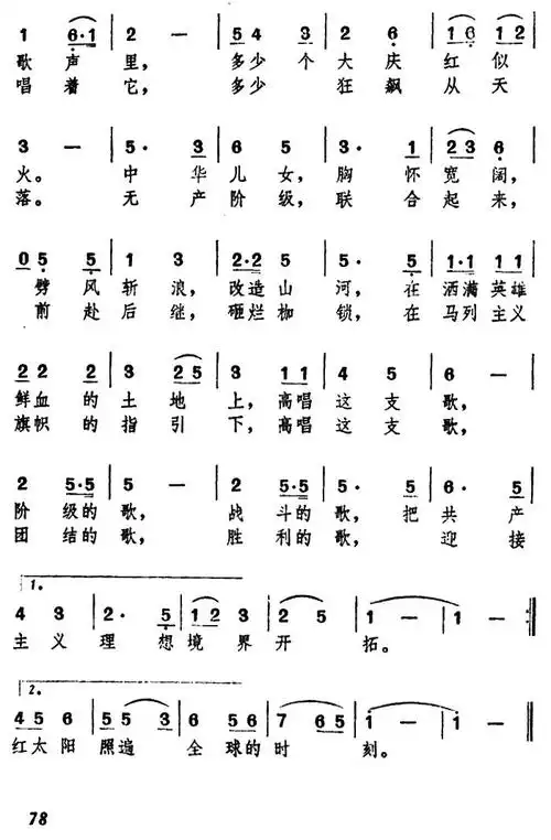 放声高唱《国际歌》(戎林词 任克强曲)_简谱_搜谱网