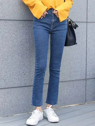 九分裤女牛仔裤