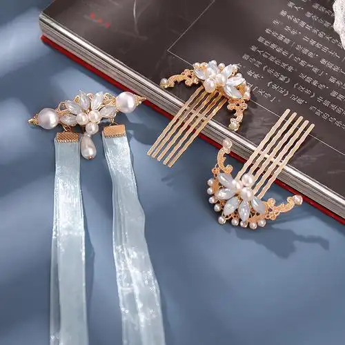 古风发带发饰流苏飘带仙气超长丝带配饰发梳明制宋制后压汉服头饰