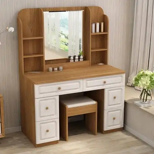 北欧简约小户型网红梳妆台收纳柜一体 现代轻奢卧室电脑化妆桌子