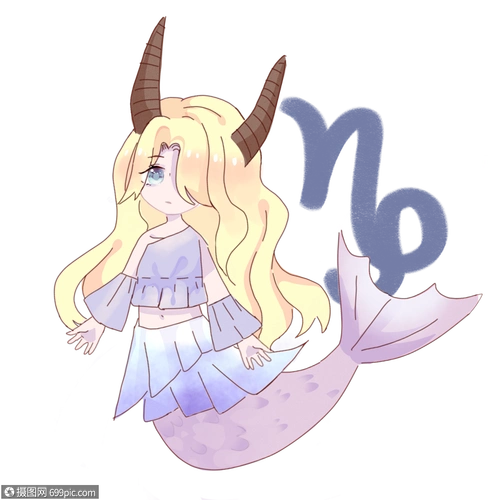 十二星座摩羯座插画卡通元素萌少女