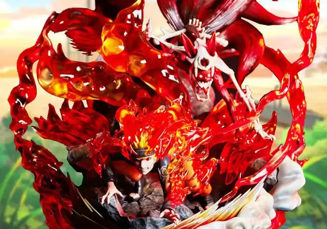 鸣人半九尾化的手办,尾兽外衣如同火焰,6条尾巴形态让人心疼