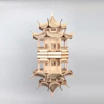 艾暮琳 轻奢高档高端新中式创意古建筑八角凉亭家居客厅玄关软装饰品