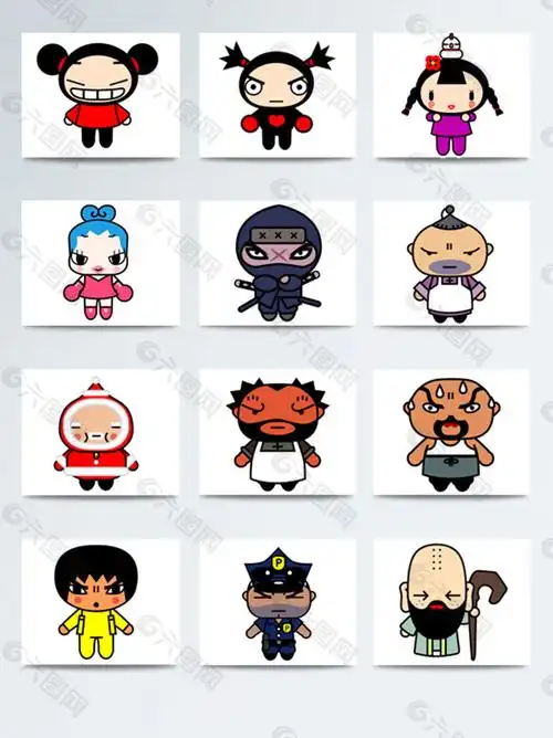 可爱动漫不同人物形象图标元素设计元素素材免费下载(图片编号
