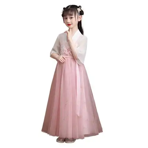 女童汉服夏装儿童古装连衣裙超仙轻纱公主襦裙仙女短袖飘逸裙子