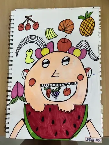 东胜区铁路学校—2019届二年级(6)班学生第五节课《好吃的水果》美术