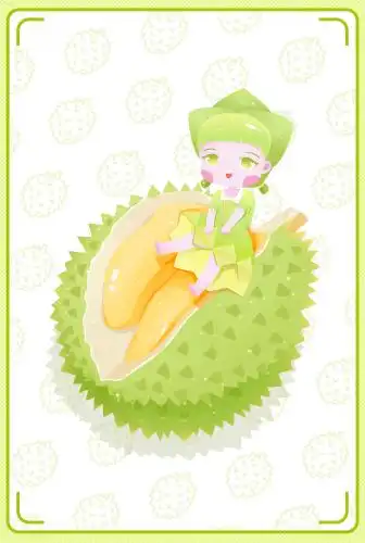 可爱的小女孩坐在榴莲上