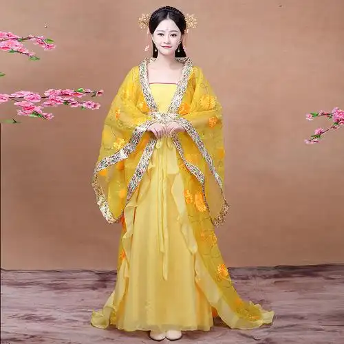 古装贵妃服装女拖尾改良汉服唐朝公主皇后舞台民族服装